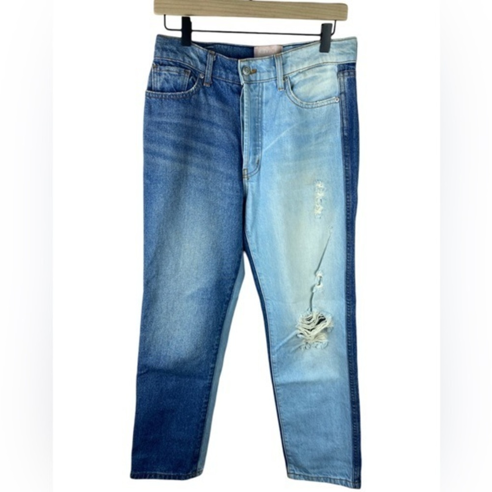 Revice Women's Jeans High Rise Dream Fit Distressed blue Two Tone Yin Yang 27